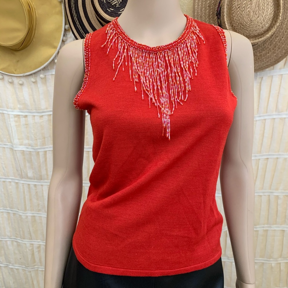 Vintage Knit Silk Beaded Blouse